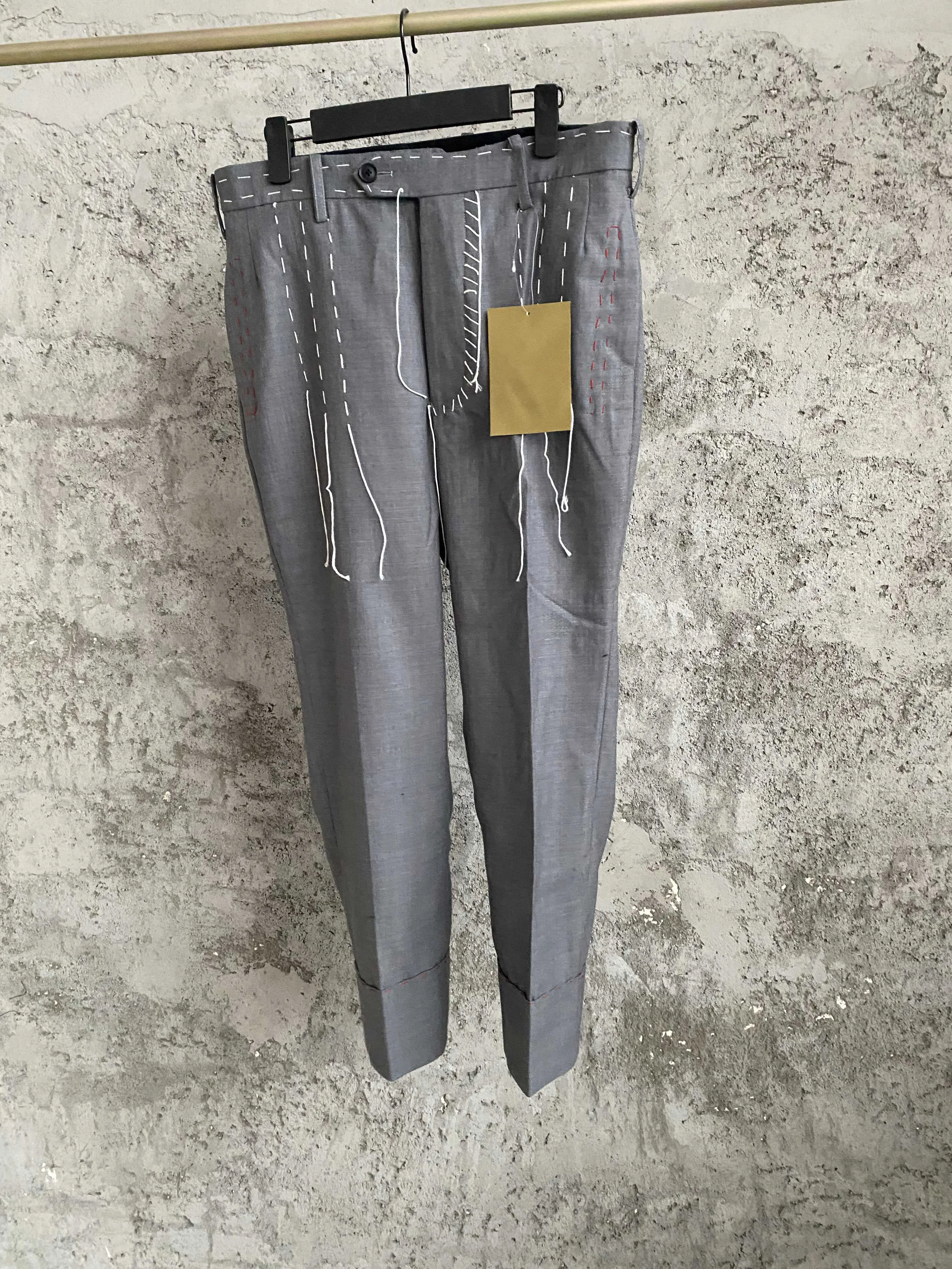 Royal handcrafted Italian fine-spun wool grey casual trousers