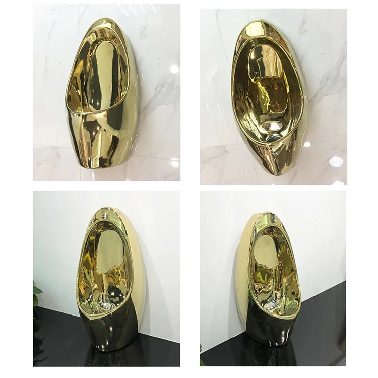 Factory Direct Shangqi Bathroom European-Style Gold-Plated Ceramic Urinals Modern Standing Design Wall/Floor Mountable 26kg