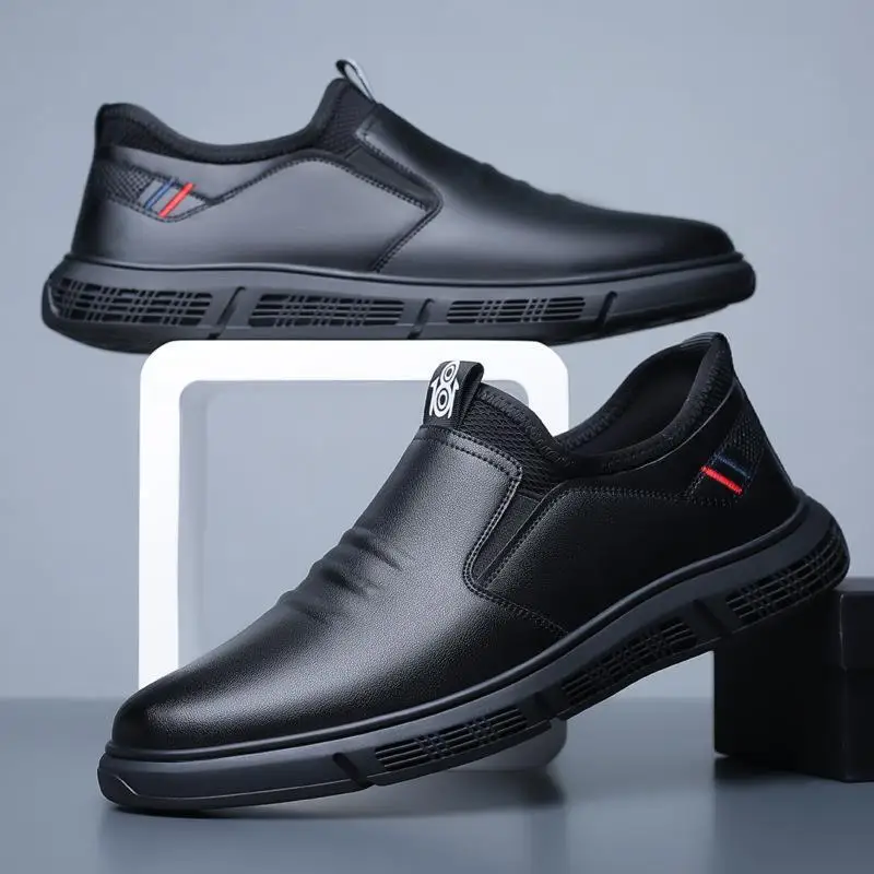 Classic Leather Shoes for Men Slip on Pointed Toe Oxfords Formal Wedding Party Office Business Casual Dress Shoes for Male