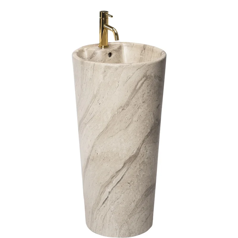 

Nordic ceramic column rock slab column basin integrated washbasin hotel cylindrical bathroom washbasin
