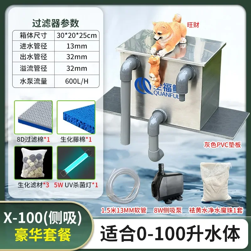 GLQ6.3  round fish tank upper filter water purification circulation three-in-one system water-free floor tank filtration system