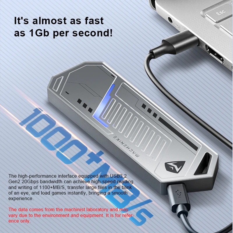 Machenike-STARS P1000 Portable SSD NVMe M.2 SSD USB 3.2 Gen2 USB C, Stockage Externe PCIE Solid State pour Mobile Morning PC Laptop