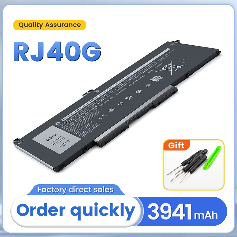 Somi RJ40G Battery for Dell Latitude 5420 5520 5430 5530 Precision 3560 Series Laptop Notebook Replacement Bateria 11.2V 64Wh