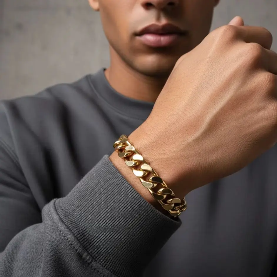 Pulsera de moda estilo cubano para hombre, de acero inoxidable 316L, de 6/8 mm de ancho, estilo gótico y Y2K, accesorios steampunk retro americanos, precio al por mayor.