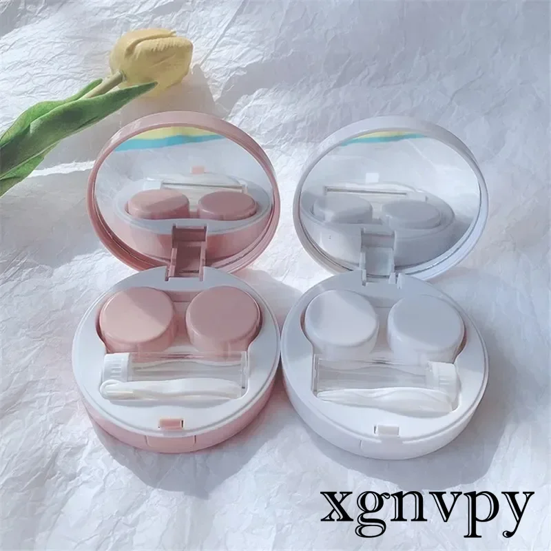 Xgnvpy 2pcs Contact Lens Box Japanese Text Cute Pink Strawberry Contact Lens Box Invisible Companion Box Dual Care