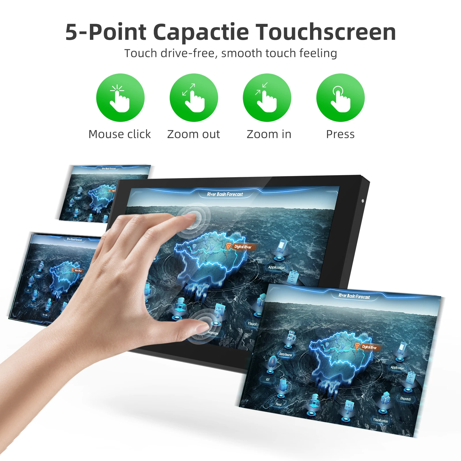 Imagem -04 - Miktver Touchscreen hd Display 10 Polegada 1024x600 Resolução Mini Hdmi & Usb-c Monitor Portátil para Laptop Computador Raspberry pi