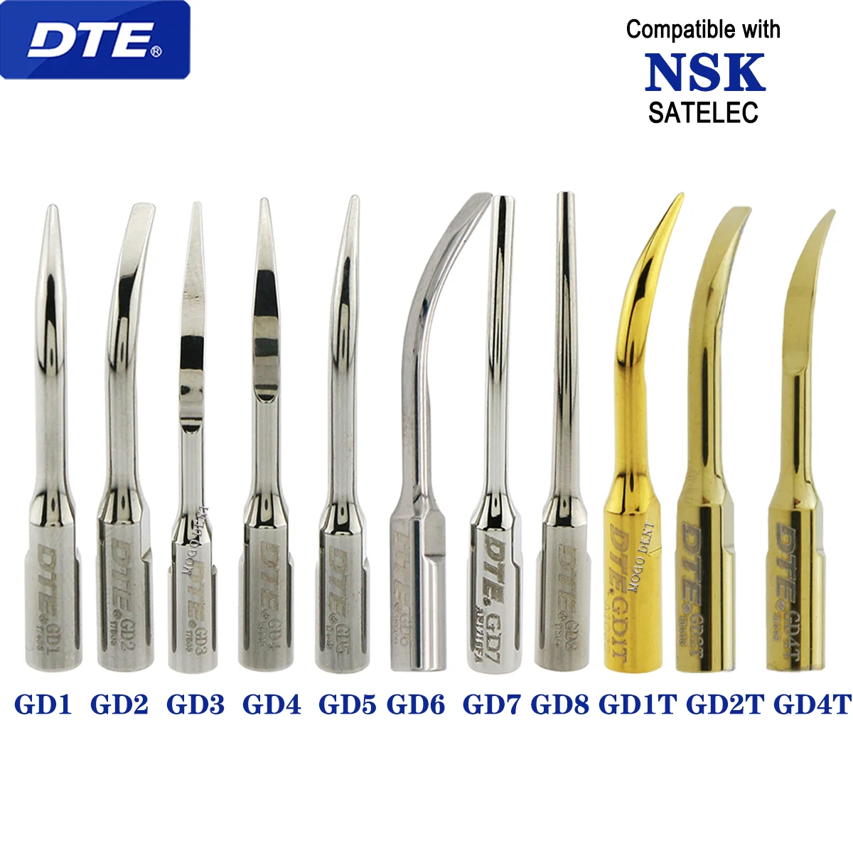 Woodpecker DTE Dental Scaler Tips Scaling Tip GD1 GD2 GD3 GD4 GD5 GD6 GD7 GD8 Fit SATELEC ACTEON NSK Ultrasonic Scaler Handpiece