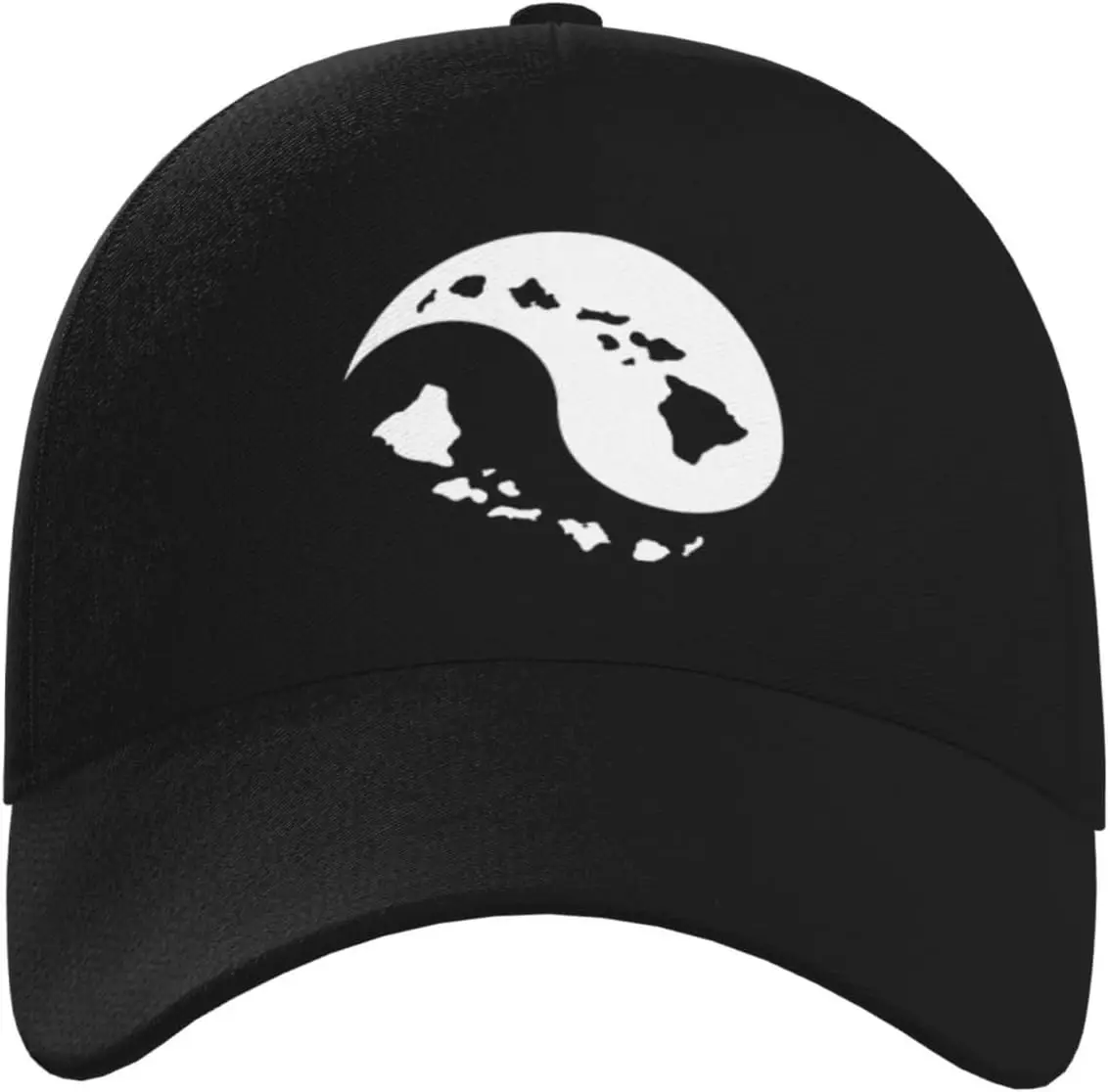 Yin Yang Hawaiian Island Map Baseball Cap Men Women - Adjustable Classic Plain Hat Black