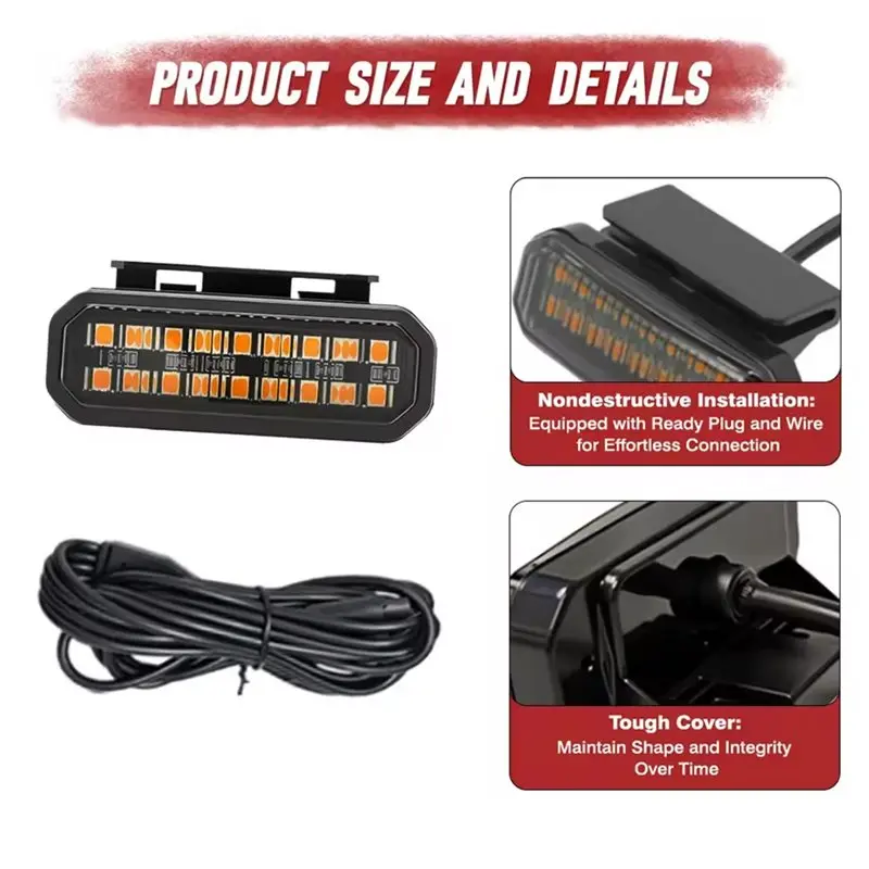 HOT-1Set 18-LED Grille Marker Light Kit - 4-Way Splitter, Smoked Lens Amber Lights For 12V Pickup Trucks & Off-Road