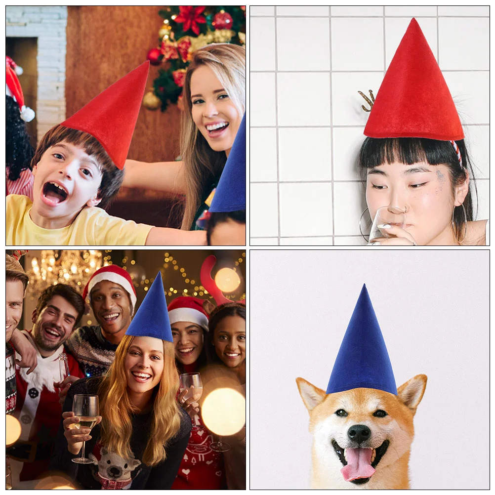 4-delige Hoed Feesthoeden Kegel Kerst Dwerg Volwassen Kerstversiering Vilten Doek Gnome Cosplay Miss