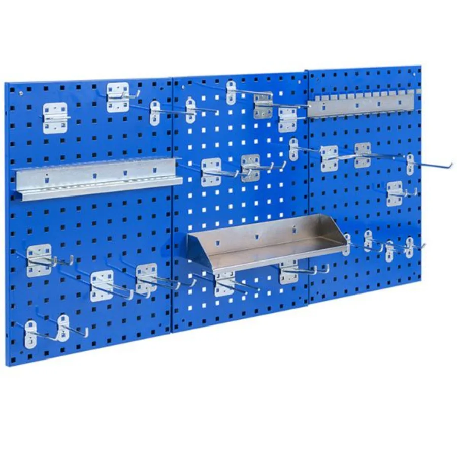 

Navy WallMounted Pegboard Wall Organizer Kit 4 ft.Metal Toolboard
