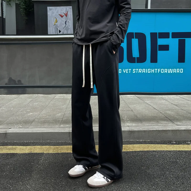 Splicing American Scimitar Sweatpants Men's Straight Trousers Casual Sports Pants