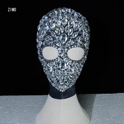 Shiny Party Rhinestone headwear man Christmas Nightclub DJ Singer Crystal hat Decoration Stage Accessories Performance Adornment