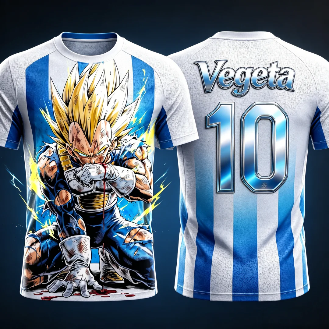 Dragon Ball Vegeta Super Saiyan 3D-Druck Familien-T-Shirt mit passendem Design, Vegeta 10, kurzärmelig, Anime, Streetwear-T-Shirt für Eltern und Kinder – Detail 10