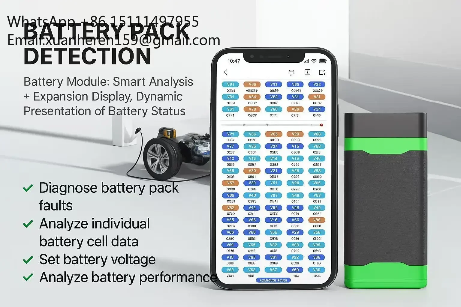 E550 OBD for New Energy Vehicle Diagnostic Tool with 12-24V Support (Includes Battery Pack & Electric Hybrid Compressor)
