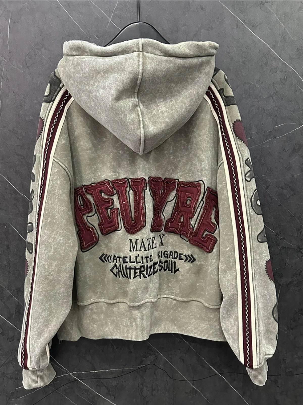 2025 Spring and Autumn New American Retro Embroidered Cardigan Hooded Sweatshirt Loose Fashion Design Jacket for Women