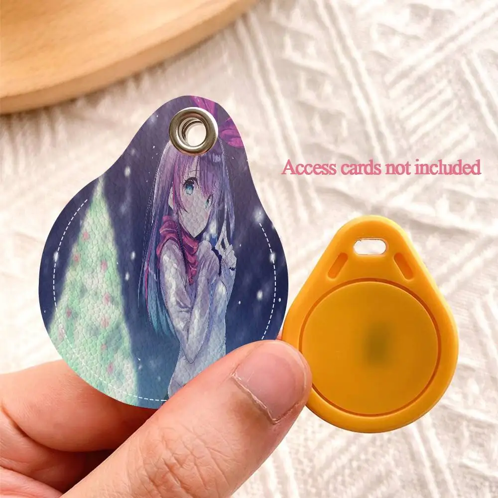 Kizuna AI Singer 1 قطعة حامل بطاقة جلدية مع حلقة رئيسية قطرة الماء على شكل مفتاح حافظة مفاتيح ملحقات قفل الباب #4