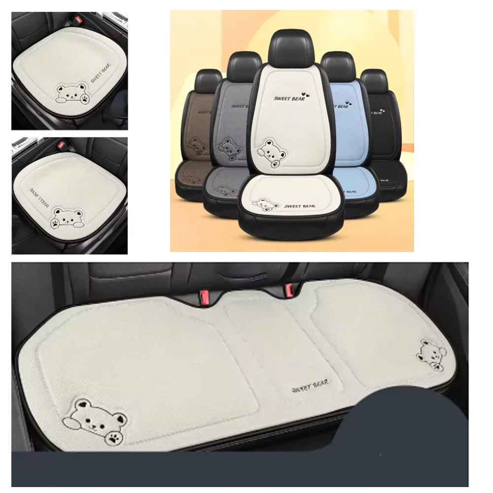

2026 Cartoon Bear Plush Car Seat Cushion Pad Soft Cute Seat Covers Auto Chair Mat Fashion Decoration Universal Four Seasons New
