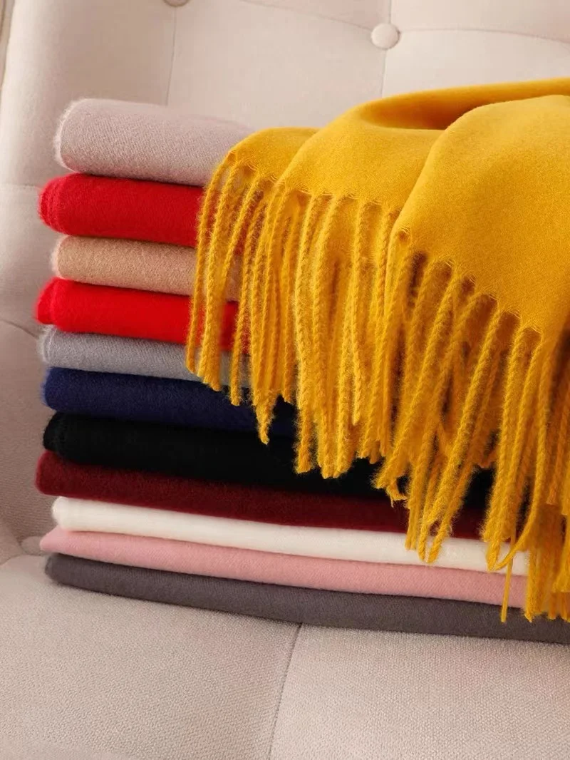 Thickened Cashmere Scarf Women's Winter Wool Yarn Couple  Color High-End Feelings Double-Purpose Shawl Versatile Neck Wa...