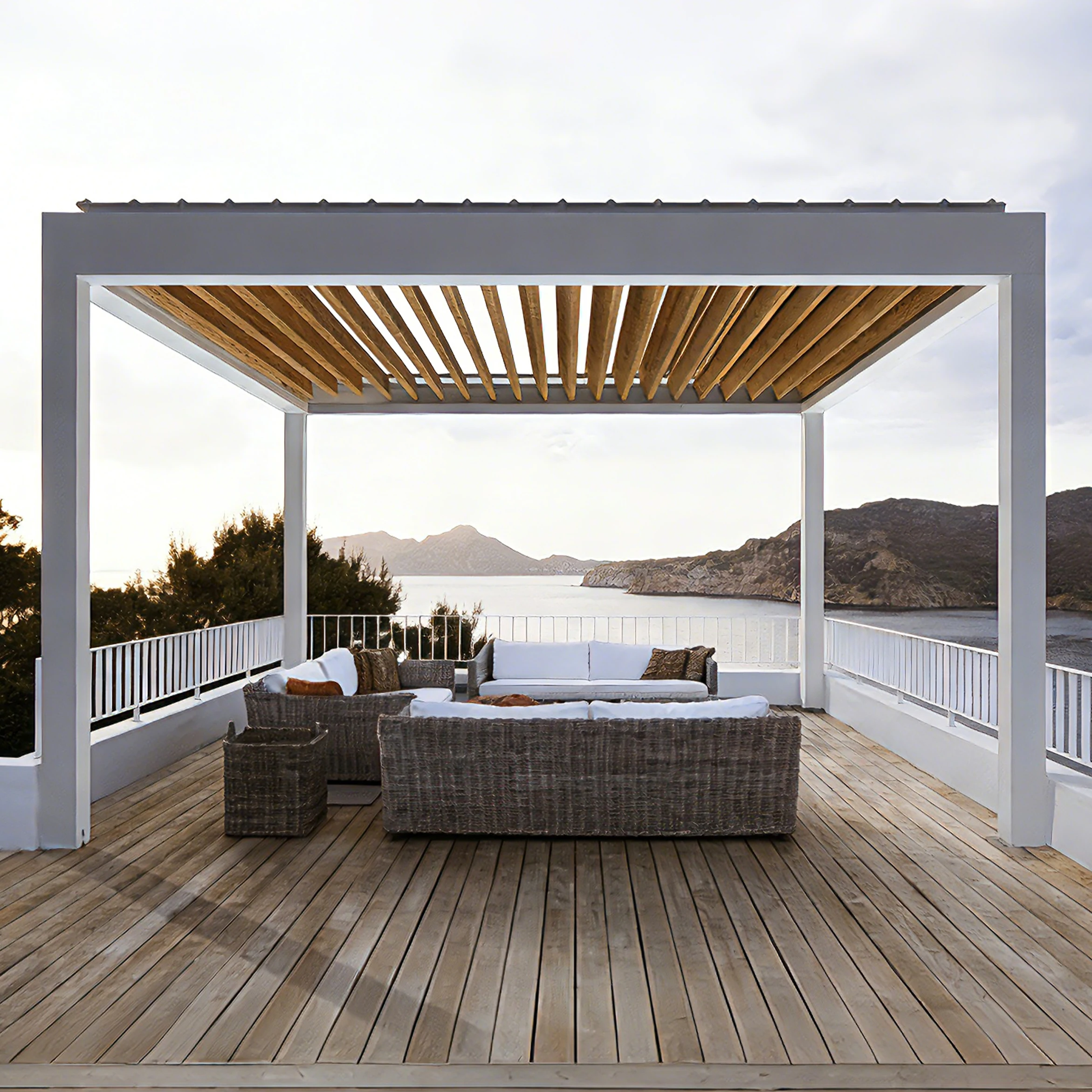 Outdoor Modern Aluminium Powder Coated Bioclimatic Pergola for Balcony 3x3m 3x4m 4x4m 6x4m