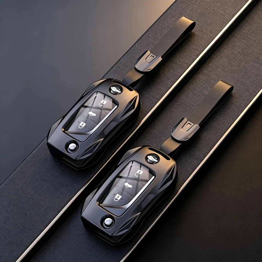 Car Folding Key Cover Protective Shell Key Case Applicable for Toyota Land Cruiser Highlander RAV4 Camry Corolla Levin Venza