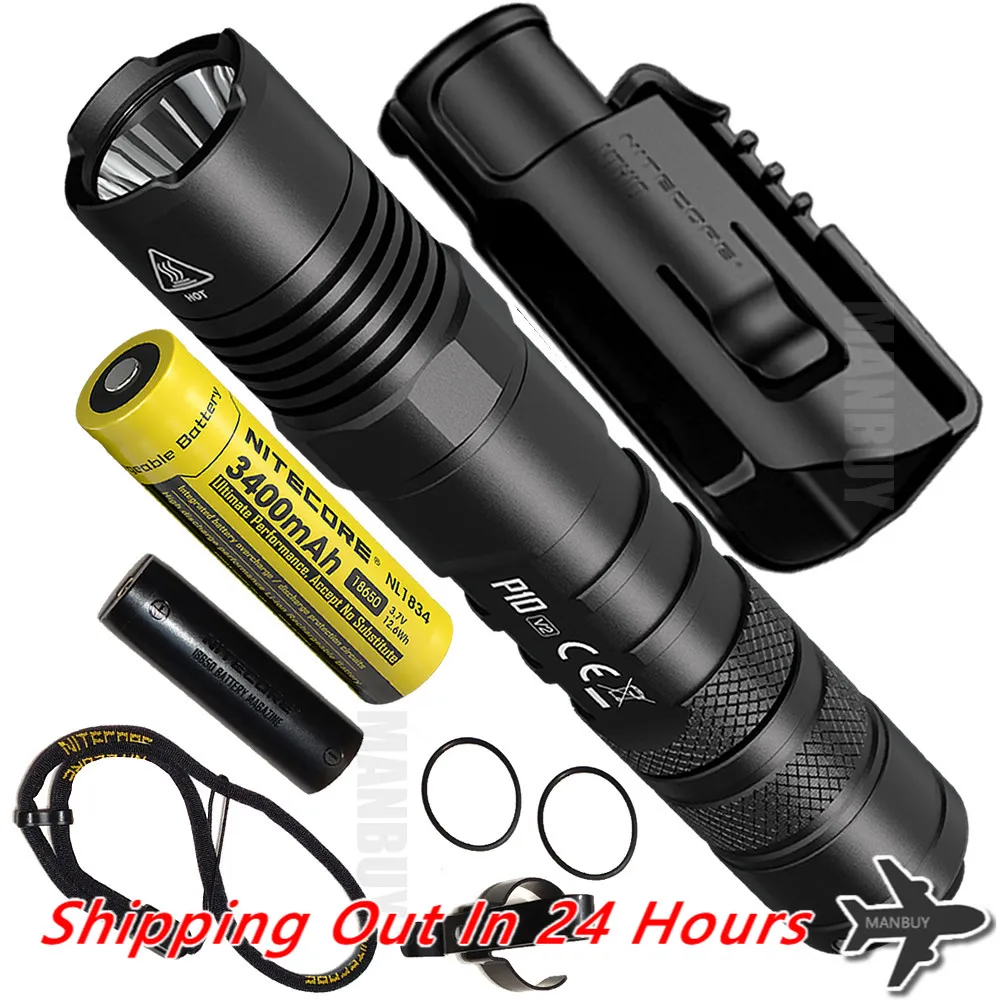 

Nitecore P10V2 1100Lm LED Tactical Flashlight + 3400mah Rechargeable Battery Outdoor Hunting Aluminum Alloy Waterproof EDC Torch