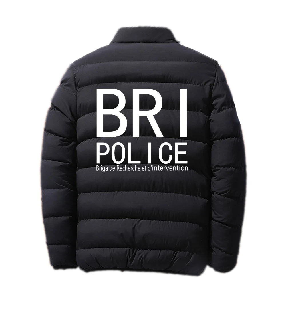 2024 French Special Forces BRI Men New Autumn and Winter Printing Stand Collar Breathable Cotton-padded Jacket Warm Coats Tops