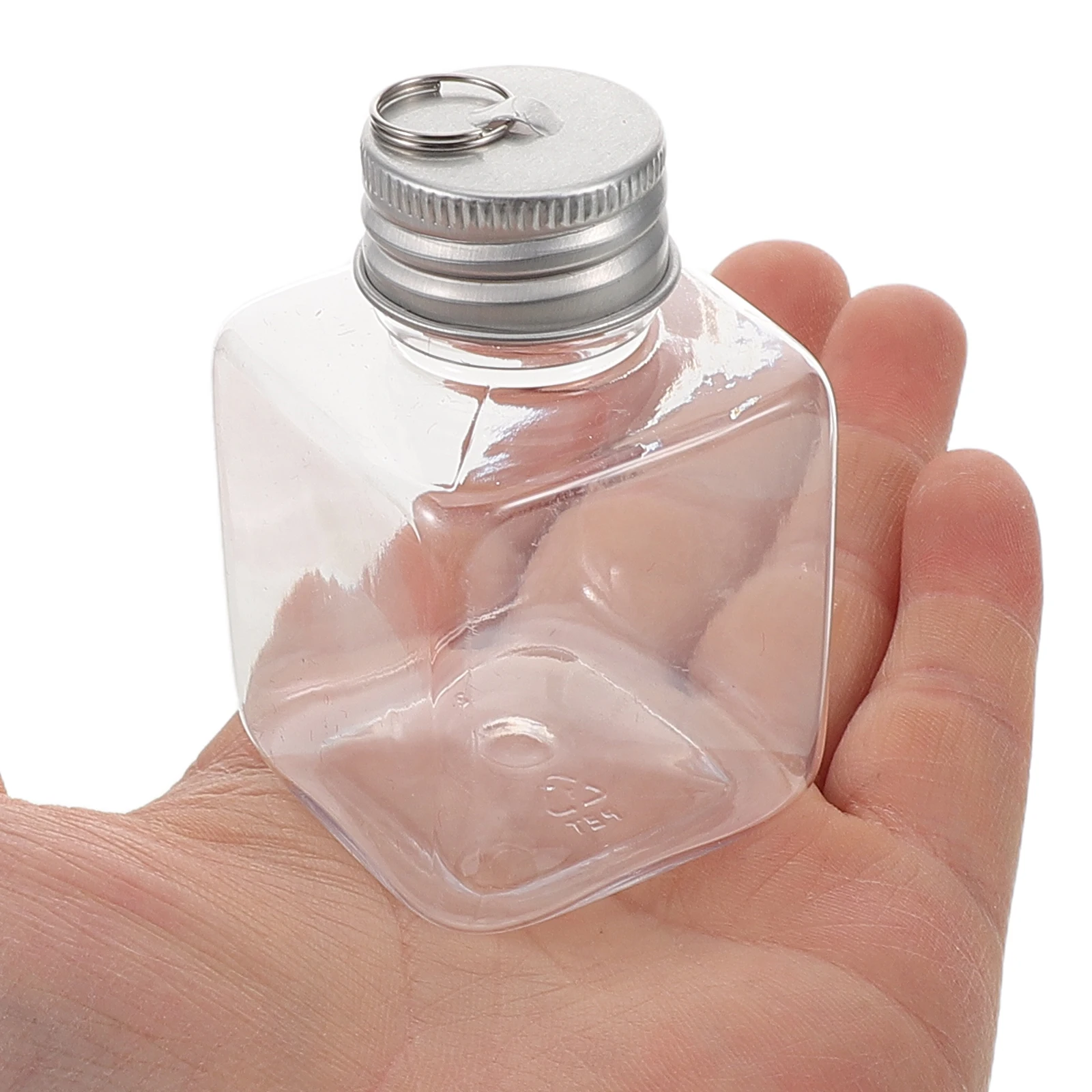 

24pcs Ring Cap Plastic Bottle 50ml Clear Square Shape DIY Decor Balls Christmas Booze Ornaments Juice Containers Plastic Wishing