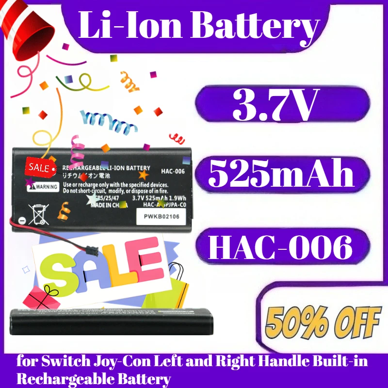 

525mah Suitable for Switch Joy-Con Left and Right Handle Built-in Rechargeable Battery HAC-006 HAC-015/016 Battery