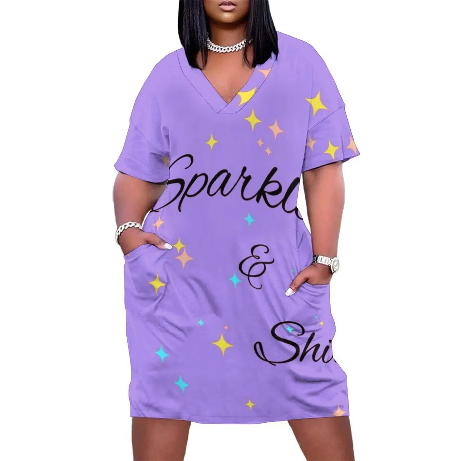 

Sparkle and Shine - Purple Loose Pocket Dress birthday dress for women Dress for pregnant women