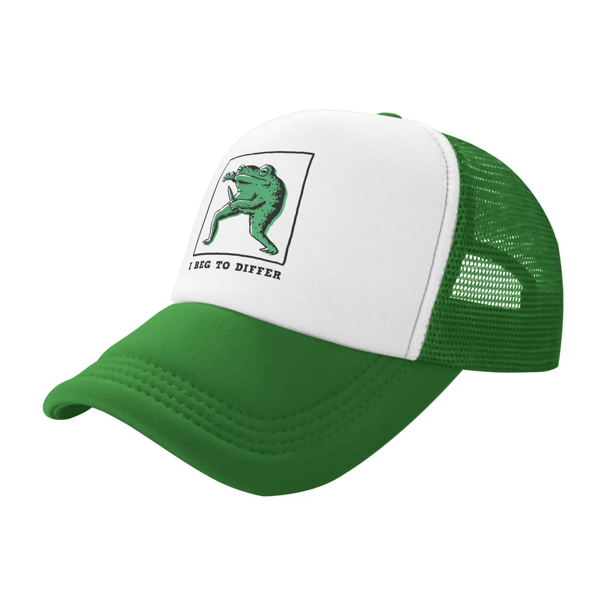 I beg to differ  Trucker Cap Adult Frog Self Care Dad Hat Trucker Hat Golf Hats Adjustable Snapback Caps Mesh Baseball Caps