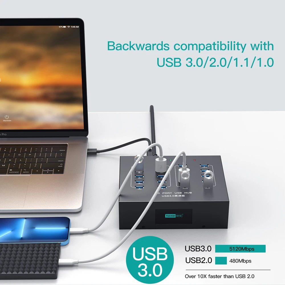 A-213P Sipolar  20 Port Usb 3.0  Hub   for Phone Charging Station  Smart Usb Hub Charger view 4