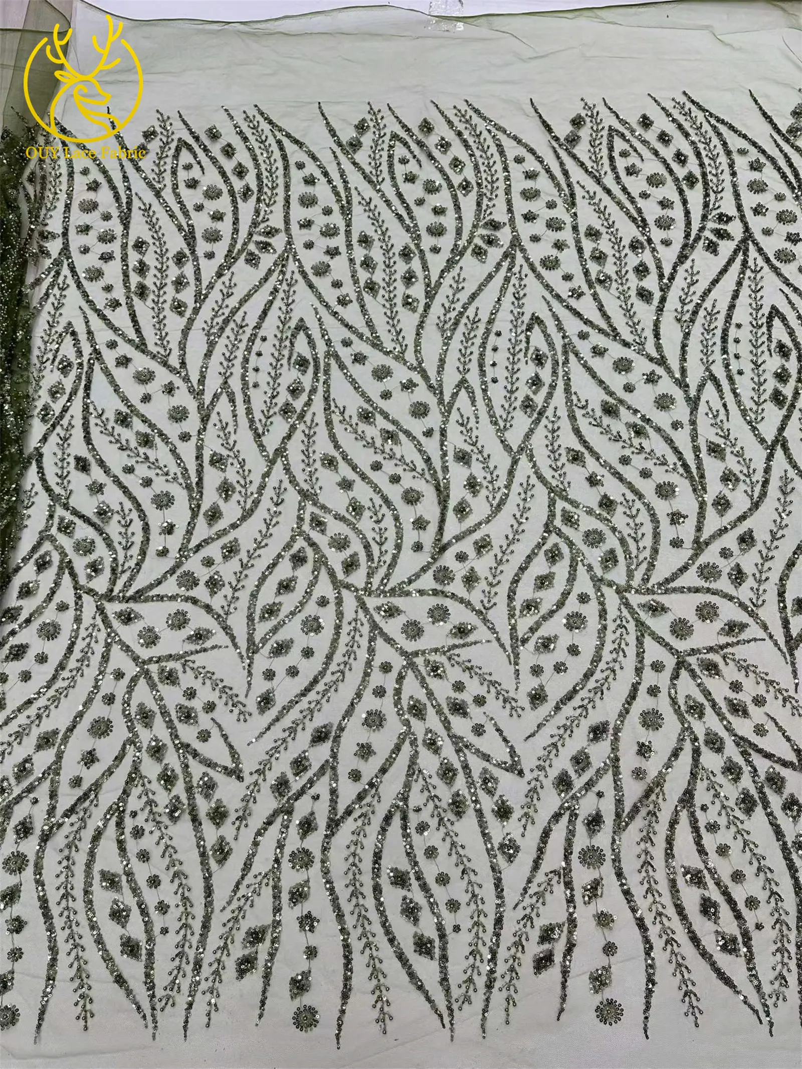 Schwarzer Afrikanischer Pailletten-Perlen-Spitzenstoff 2026 Modischer Nigerianischer Pailletten-Tüll-Spitzenstoff für Hochzeitskleider 5 Yards – Detail 6