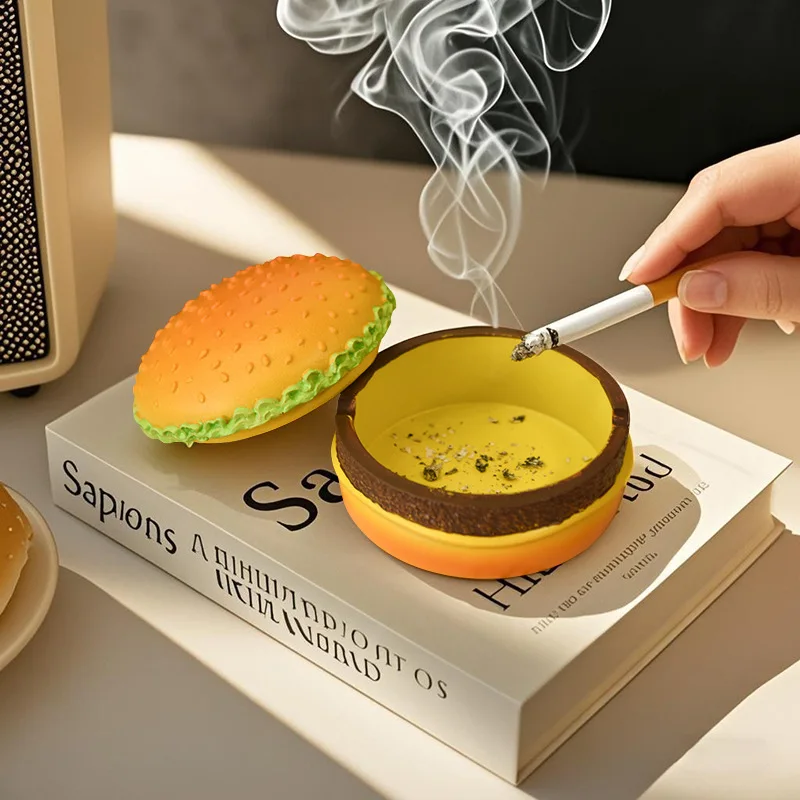 

1pc Resin Creative Cute Hamburger Ashtray - Home Dust Proof Function, Living Room Decoration Ornament, Great Gift for Father