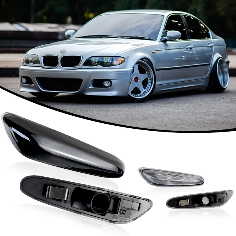 2pcs SMOKE Lens Front Side Marker Light Shell NO bulb For BMW E60 E61 E90 E91 E87 E81 E83 E84 E88 E92 E93 E82 E46 1 3 5 series