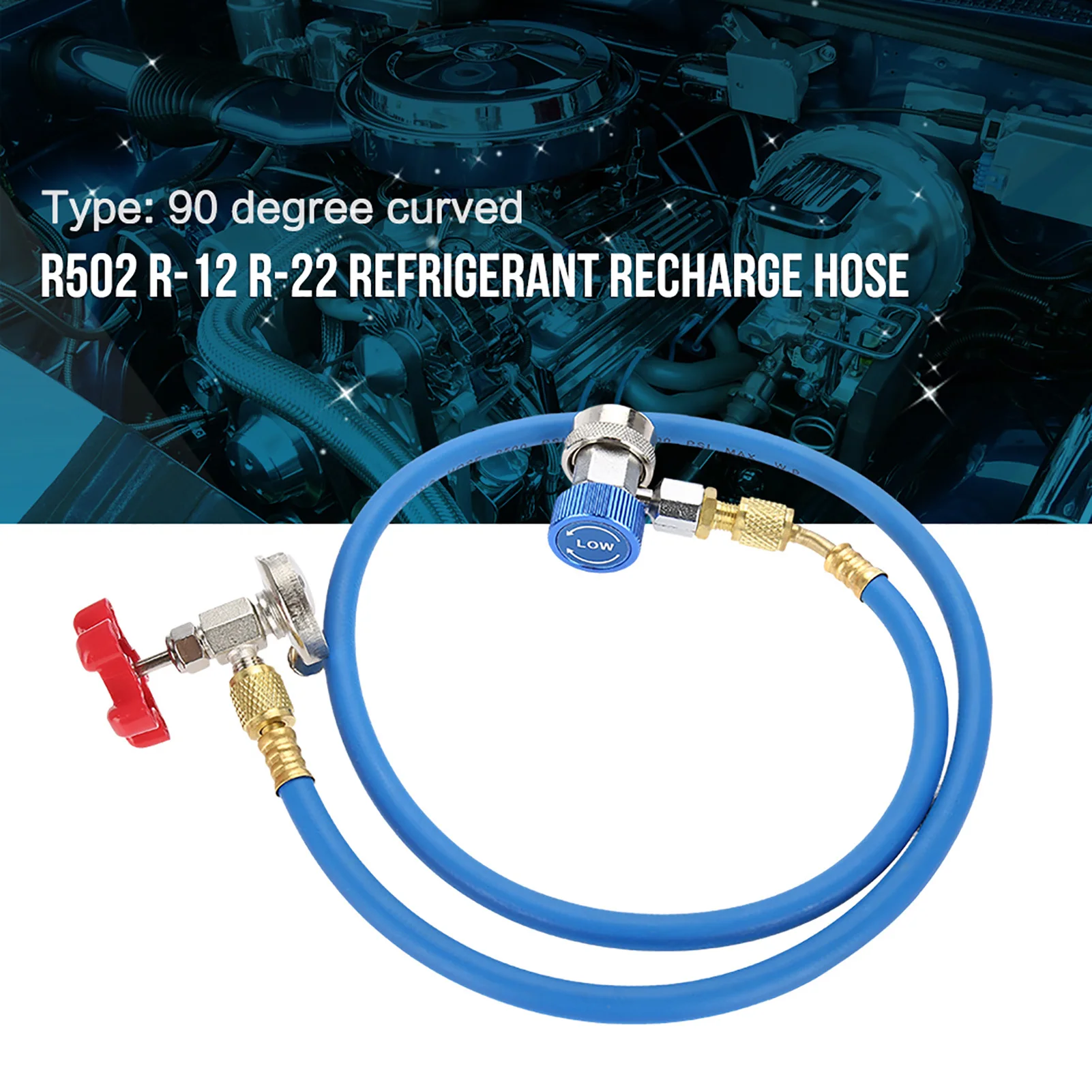 Manguera de recarga de refrigerante R134a, lata de Gas, tubo de montaje, puede tocar, conector rápido R134a para refrigerante R502 R-12 R-22