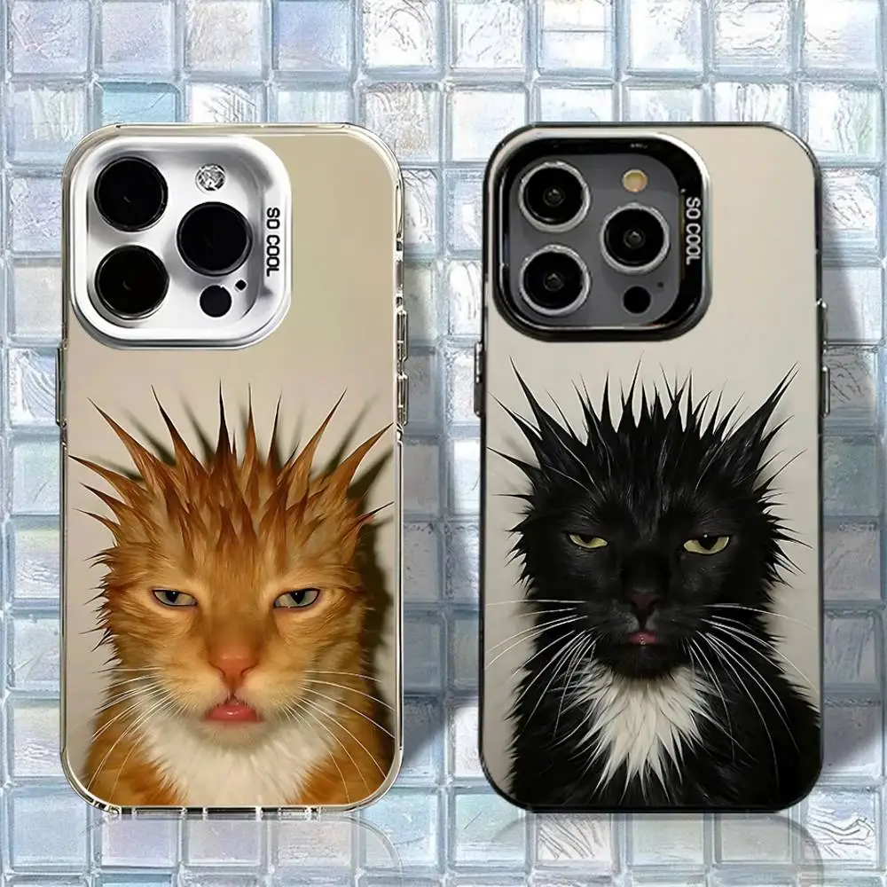 

Cool Cat Phone Case For iPhone 16,15,14,13,12,11,Pro,XS,Max,Plus,Mini,SE White Black Matte Shockproof Cover