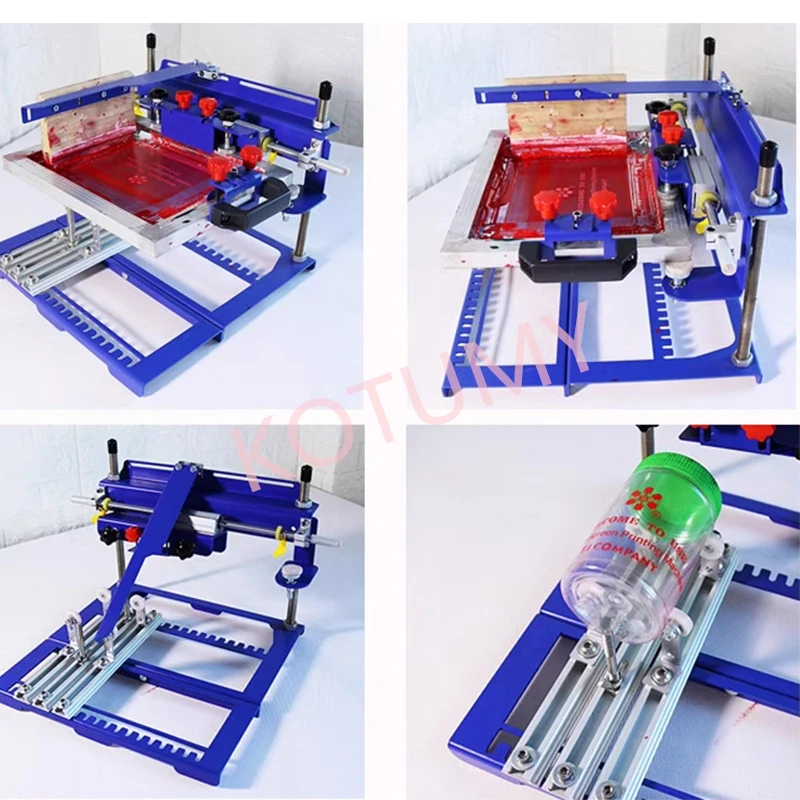 Small Manual curved screen printing machine suitable for cylindrical and conical plastic/glass/metal screen printing station