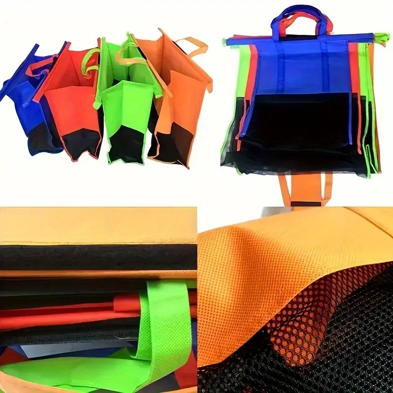 Reusable Grocery Bags with Mesh Pocket, Heavy Duty Non-Woven Tote Bags for Shopping, Beach, Picnic