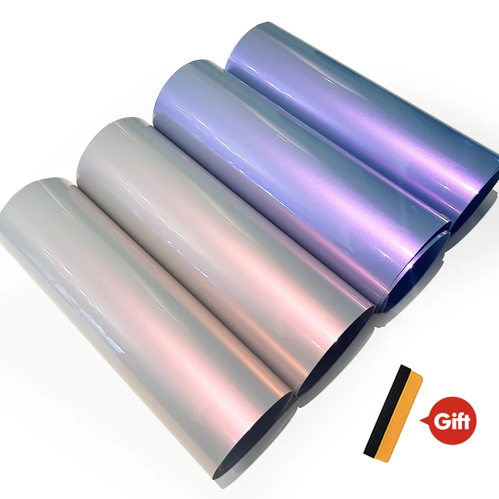 

Glossy Chameleon Purple Pink Car Vinyl Wrap Film Car Wrapping Foil Waterproof DIY Stickers for BMW Audi Benz Vehicle Decoration