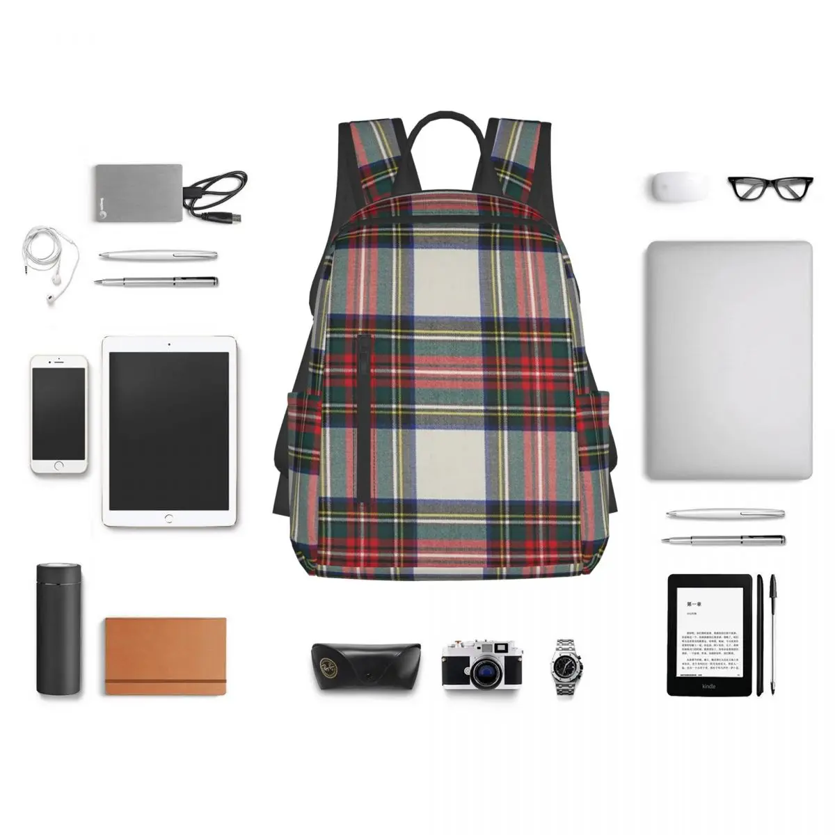 Stewart Dress Scottish Tartan Backpack Daypack Large Capacity Kids BookBag School Bag Shoulder Bags for Men Women view 6