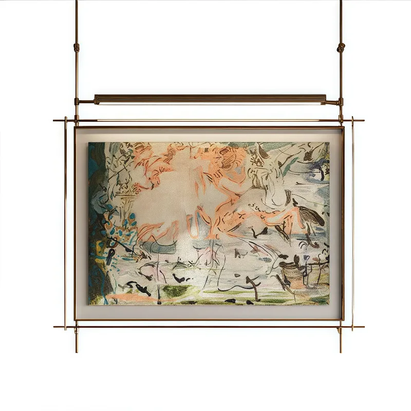 Modern Living Room Led Metal Suspension Hanging Painting Home Decoration Bedroom Corridor Hotel Decoration Painting Mural Light