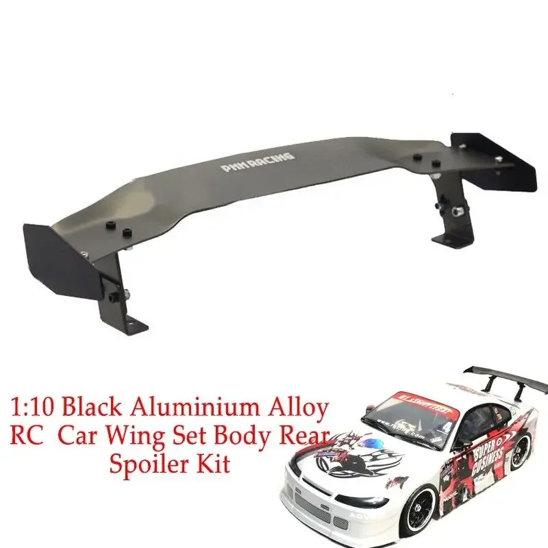 1 Set 1/10 RC Drift On-road Car Wing Tail Parts Plastic Spoiler Aluminium Alloy Body Rear Spoiler Parts Black Car Accessories