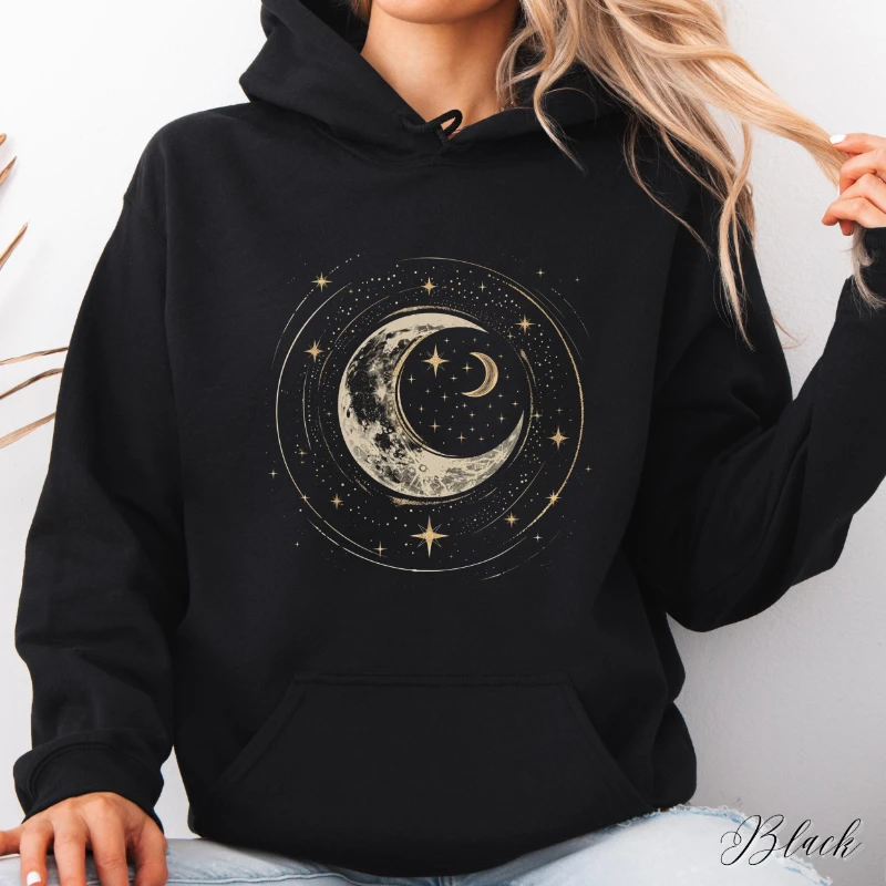 

Crescent Moon Hoodie, Celestial Moon and Stars Hoodie, Bohemian Mystical Hoodie, Vintage Hoodie, Boho Hippie Clothes