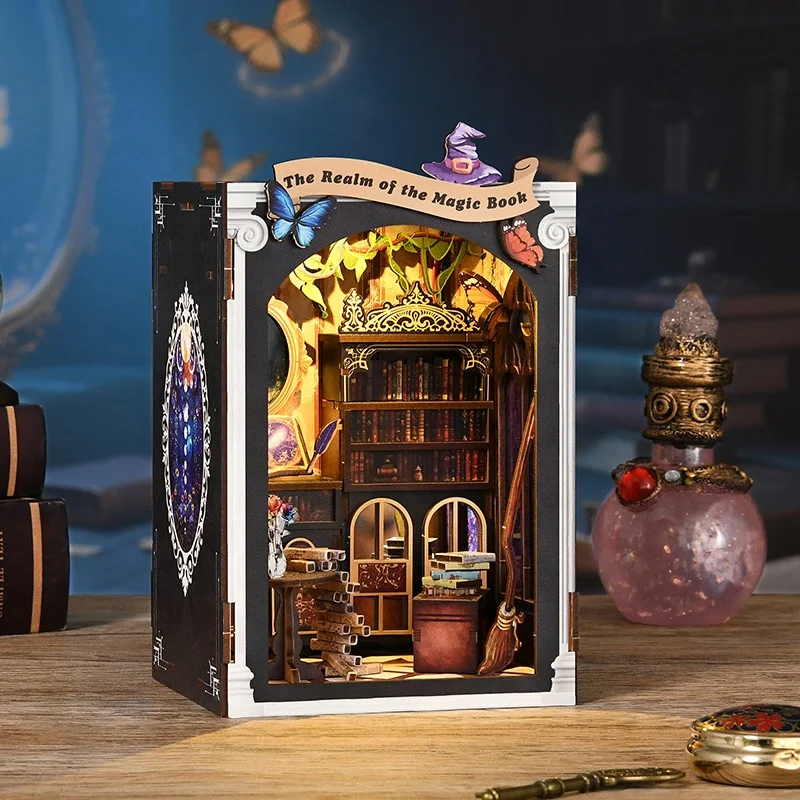 メーカー3D木製パズルDIYミニチュアドールハウスキットおもちゃ書店装飾DIYミニチュアハウスキット