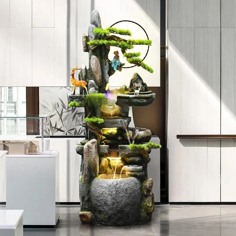 Chinese Zen waterscape rockery flowing water fountain living room landscape ornament water wheel floor decoration
