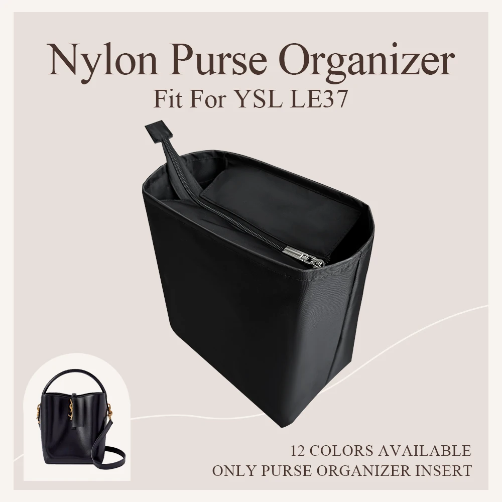 

Nylon Purse Organizer Insert Fit for YSL LE37 Bucket Zipper Inside Bag Lightweight Liner Bag Organizer Bag Tall Bag Organizer