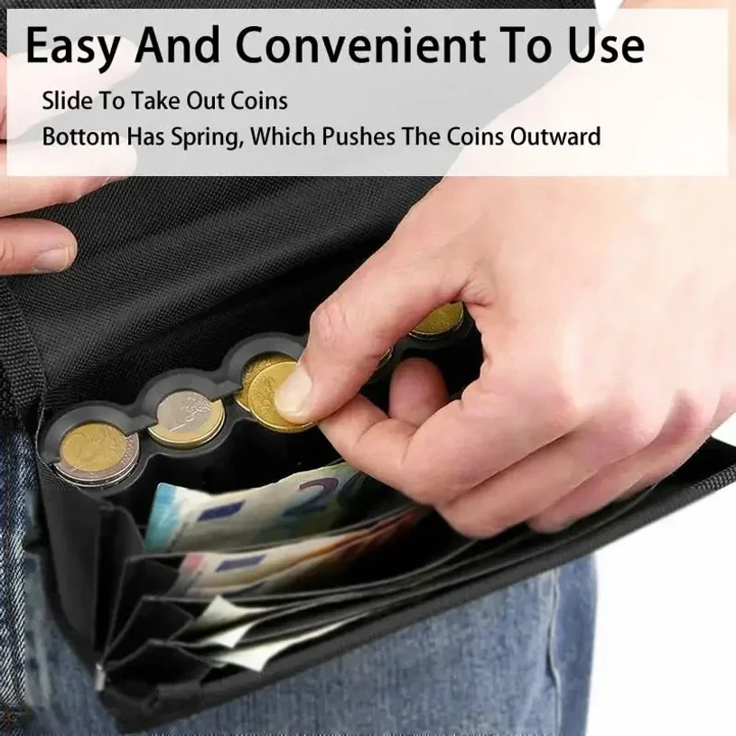 Creative Portable Coin Storage Multi Pockets Euro Wallet Waist Bag 8 Slots Euro Coin Holder Cash Money Bill Safe Fanny Pack