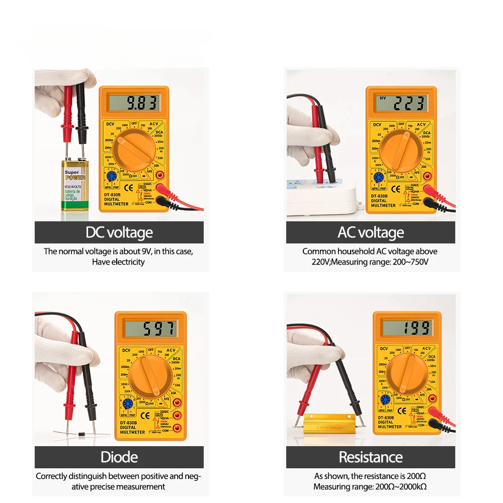Imagem -05 - Alcance Automático Voltímetro Digital Multímetro Lcd Ohímetro Volt Tester Instrumento de Análise de Instrumentos Elétricos