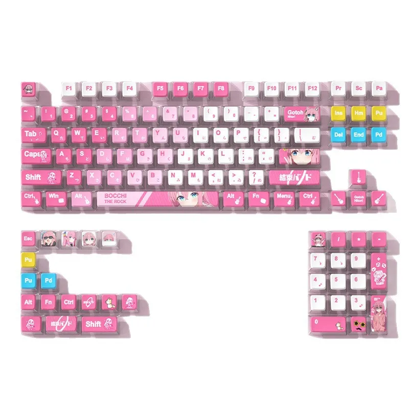SPYSELF Bocchi the Rock! Bocchi-chan 4-seitige durchscheinende Pudding-Tastenkappen PBT-Sublimation